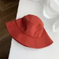 Sombrero de pescador casual de color sólido, elegante sombrero de sol con ala ancha mujer. - M (56-58cm) / Rojo Ladrillo