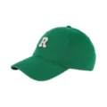 Green baseball cap with embroidered R letter patch, stylish soft top casual sun hat for daily wear. - Adjustable / Green