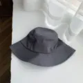 Sombrero de pescador gris oscuro para mujer, sombrero de sol liso casual, gorra de tela plegable - M (56-58cm) / Gris