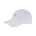 White baseball cap for women and men featuring a chic embroidered R letter and wide brim design. - Adjustable / White