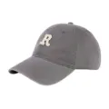 Grey baseball cap with embroidered letter R, soft top casual hat, unisex sun protection duck hat. - Adjustable / Gray