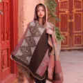 Womens ethnic style hooded knitted cloak retro geometric patterned winter warm shawl cape - Persian Stripe Hooded Poncho, Coffee