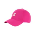 Pink casual baseball cap with white embroidered R logo, stylish curved brim sun hat. - Adjustable / Rose Red