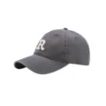 Grey embroidered R letter baseball cap, soft top casual sun hat for men and women daily. - Adjustable / Dark Gray
