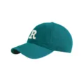 Teal baseball cap with white embroidered R logo, casual soft-top sun hat, unisex. - Adjustable / Western Green