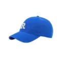 Blue baseball cap with embroidered R logo, Korean style soft top wide brim sun hat for women. - Adjustable / Sapphire Blue