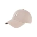 Beige embroidered R logo baseball cap, Korean style soft top sun protection hat for adults. - Adjustable / Khaki