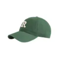 Dark green soft top baseball cap with white embroidered R letter, wide brim unisex sun hat - Adjustable / Dark Green