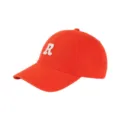 Orange baseball cap with white embroidered letter R, casual soft top sun hat for daily wear. - Adjustable / Orange