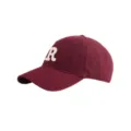 Wine red baseball cap with white embroidered R logo, soft top cotton sun hat for men and women. - Adjustable / Burgundy