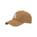 Khaki brown baseball cap with embroidered white R letter logo, soft top cotton unisex casual sun hat. - Adjustable / Light Brown