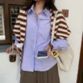 Modischer gestreifter Kaschmir-Gefühl Schal für Damen, trendiges Herbst Winter Outfit Detail. - 68*170 cm / Karamellbraun