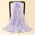 Helllila rosa bedruckter Chiffon Schal für Damen, Sommer Strand Urlaub Sonnenschutz Tuch. - Chiffon-Ölgemälde mit lila Tinte