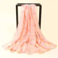 Damen Sommer Strand Urlaub Sonnenschutz Chiffon gedruckt Schal rosa Schal elegantes Zubehör - Pinkfarbenes Chiffon mit Tuschemalerei