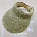 Korean style straw sun visor hat, empty top uv protection beach cap for summer fashion outdoor wear. - M (56-58cm) / Raffia Green