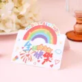 3D birthday greeting card with rainbow and happy birthday print, minimalist design for gifts. - Hand-Drawn Birthday Folding Card Style 1