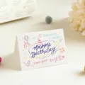 Handwritten Happy Birthday greeting card with cute illustrations for bakery and florist shops. - Birthday Series Simple Greeting Card 1