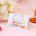 Birthday greeting card with 3D colorful cake design, simple message card for bakery and flower shop - Hand-Drawn Birthday Folding Card Style 6