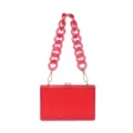 Εντυπωσιακή κόκκινη ακρυλική τσάντα clutch με μια πολύ χοντρή κόκκινη αλυσίδα - Κόκκινο