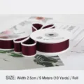 Premium burgundy ribbon with white borders for elegant gift wrapping and DIY crafts - Wine Red with White Border / 2.5cm x 9m