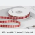 Burgundy and cream gingham checkered ribbon, 1cm wide roll for bouquet and gift packaging. - Raspberry Black Tea Plaid / 10mm x 22m