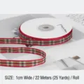 Premium 1cm wide burgundy plaid ribbon roll for holiday gift wrapping and DIY floral crafts - No.1 Scottish Plaid / 10mm x 22m