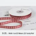 Burgundy and cream checkered ribbon roll 1cm width for gift wrapping - Deep Red Gingham / 10mm x 22m