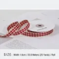 Premium 1.6cm burgundy checkered ribbon for DIY floral gift packaging, 25 yards roll - Raspberry Black Tea Plaid / 1.6cm x 22.8m