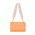 Elegant transparent orange acrylic evening clutch bag with marbled chunky chain handle - Orange