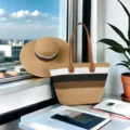 Borsa tote a righe in paglia intrecciata capiente per vacanze al mare e gite estive - Set Cappello & Borsa / Nuove Righe Larghe
