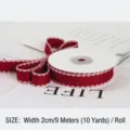 Professional 2cm wide burgundy herringbone ribbon for DIY floral crafts and gift packaging - Deep Red Herringbone / 2cm x 9m