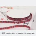 0.6cm wide burgundy and green plaid decorative ribbon for DIY floral gift packaging - No.2 Scottish Plaid / 0.6cm x 22.8m