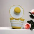 Borsa da spiaggia a righe gialle e bianche con set di cappello da sole coordinato - Set Cappello & Borsa / Giallo e bianco