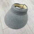 Cappello parasole con visiera in paglia grigia, berretto spiaggia anti-UV aperto donna estate. - M（56-58cm） / Rafia grigio