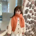 Sciarpa a maglia con motivo a rombi autunno inverno per bambini, scialle lungo caldo. - 20x130 cm / Beige Arancione