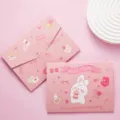 Cute pink cartoon greeting card and envelope set, perfect for birthday wishes and message notes. - Milk Tea Rabbit Style / Tri-fold Style