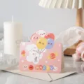 Bonita tarjeta de felicitación de oso de dibujos animados con sobre para cumpleaños - Perrito con Globo (00013)