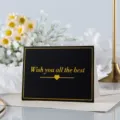 Black gold foil greeting card with wish text, elegant blank card for gifts and party. - Wish You Success (Gold Stamping Card)