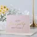 Pink gold foil greeting card, elegant message card for gifts, flower shop and bakery use. - Live Well and Meet Slowly (Gold Stamping Card)