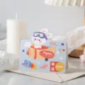 Creativa y bonita tarjeta de felicitación de conejo de dibujos animados para regalos. - Conejo de la Suerte Volador (00013)