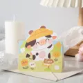 Carte de vœux mignonne et créative de vache de dessin animé avec enveloppe pour cadeaux. - Cochon Ensoleillé (00013)
