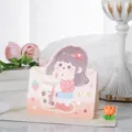 Tarjeta de felicitación de niña de dibujos animados para cumpleaños, estilo ins plegada. - Niña del té con leche (Niña de dibujos animados) / Paquete de 10