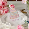 Aquarell 3D Geburtstagskuchen Grußkarte mit Blumen Design für Feier und Geschenk. - Geburtstagstorten-Segenskarten - Nr. 8 / 10er Pack