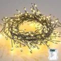 Solar LED firecracker string lights, 8-mode fairy lights for outdoor party festival decor. - 3m 100-LED Flashing Battery Box Style / Dark Green Wire - Warm Light