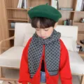 Sciarpa in maglia autunno inverno per bambini quadri caldo accogliente ragazzi ragazze - 20x130 cm / Grigio