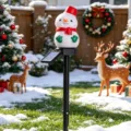 Solar Christmas snowman garden stake light, LED outdoor waterproof lawn yard decor landscape. - Snowman