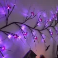 Halloween LED branch lights with purple bats spooky tree decor for party indoor waterproof - USB 8-Function Remote Control / 1.8 Meter 54 Lights / Bat Vine - Purple