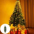 USB powered LED string lights with dark green wire for Christmas tree decoration setup. - 1.6m 16 Hangings 256 LEDs (for 1.8m Tree) / Warm White - USB Plug