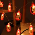 LED retro mini lantern string lights warm glowing fairy lights for room holiday decor - 1.5m 10LED Battery / Red