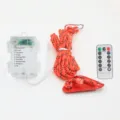 Outdoor glowing tent guy line with remote control and battery box for camping setup. - Red Rope - Battery Box Version / 3m 30 LEDs